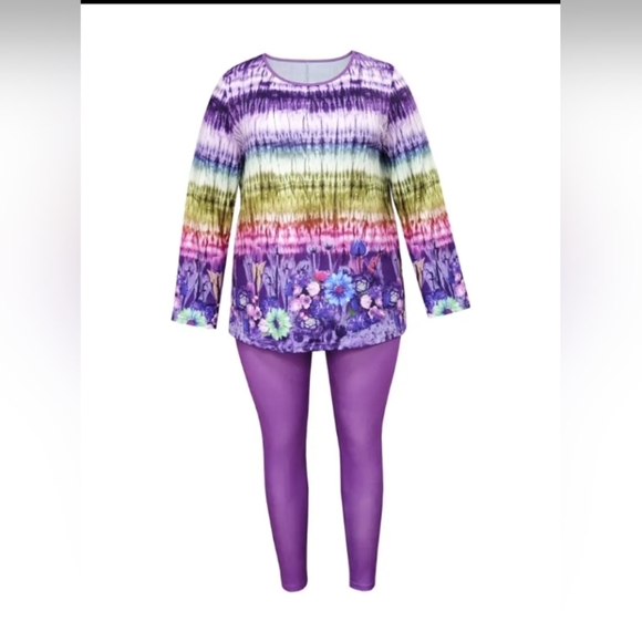 Pants - NWOT Plus Size Elegant Floral Print Two-Piece Outfit Set